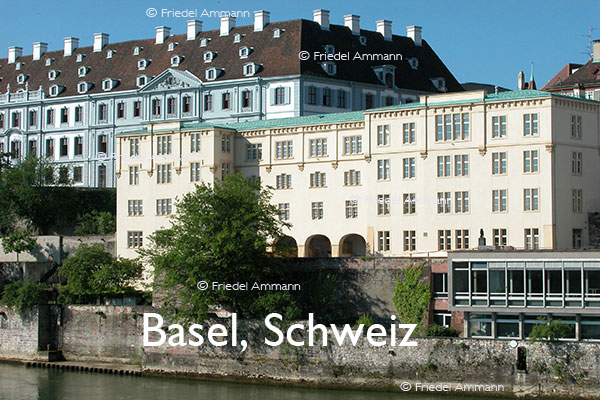 BAUTEN - Historische Bauten - Blaues Haus, alte Universität (gelbes Gebäude, gegründet 1460) – Basel, Schweiz