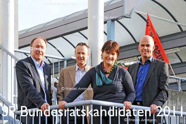SCHWEIZ – Geschichte / Politik – JUSO Jahresversammlung Liestal, 5. Nov. 2011 – Bundesratskandidaten Pierre Yves Maillard, Stephane Rossini, Marina Carobbio Guscetti, Alain Berset